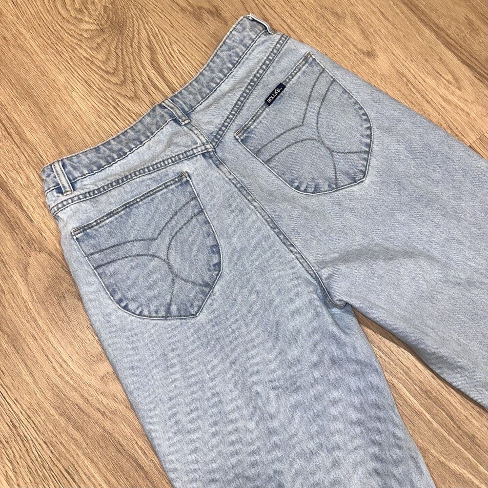 Rollas Heidi High Rise Loose Straight Distressed Knee Blue Jeans Womens 30x30